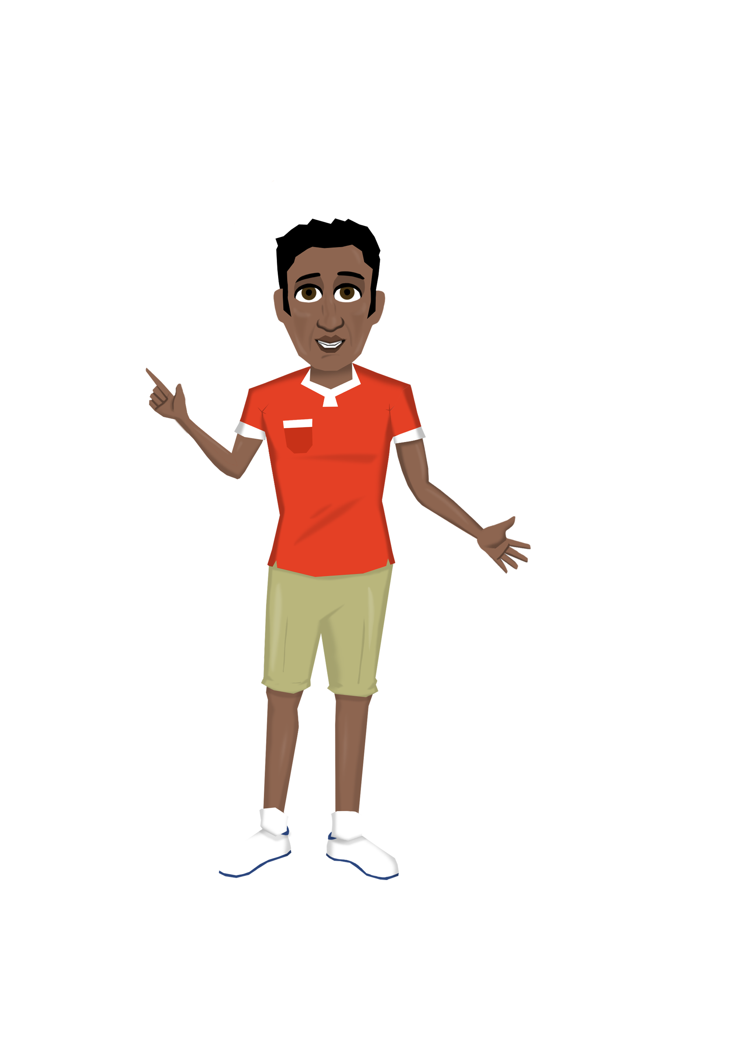 4 red shirt pointing